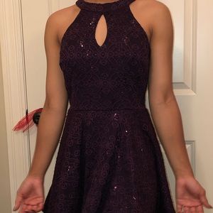 Elegant purple sequin dress